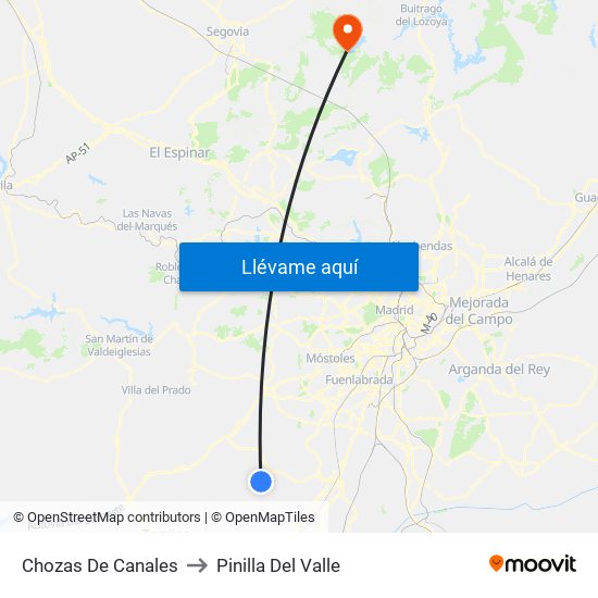 Chozas De Canales to Pinilla Del Valle map