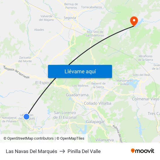Las Navas Del Marqués to Pinilla Del Valle map