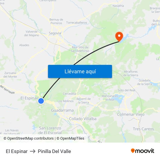 El Espinar to Pinilla Del Valle map