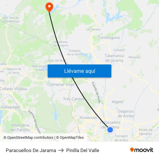 Paracuellos De Jarama to Pinilla Del Valle map