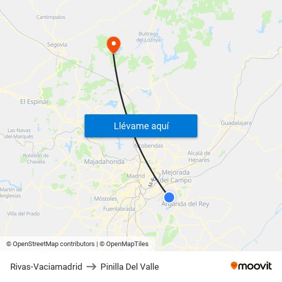 Rivas-Vaciamadrid to Pinilla Del Valle map