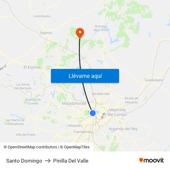 Santo Domingo to Pinilla Del Valle map