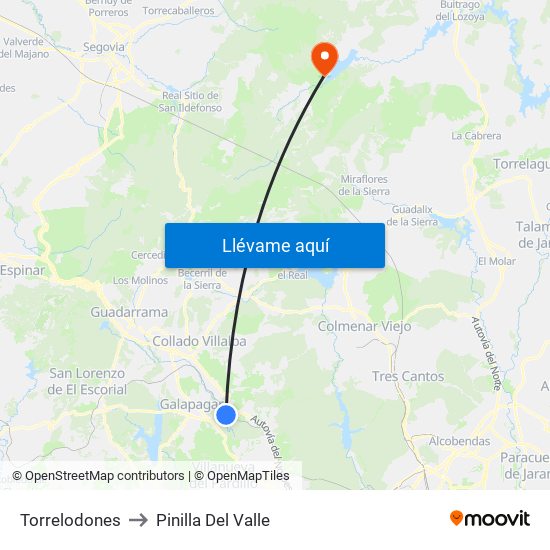 Torrelodones to Pinilla Del Valle map