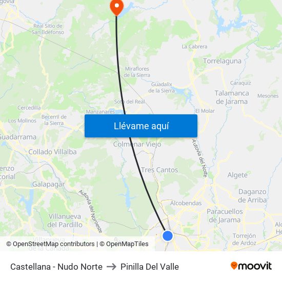 Castellana - Nudo Norte to Pinilla Del Valle map