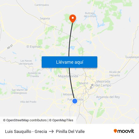 Luis Sauquillo - Grecia to Pinilla Del Valle map