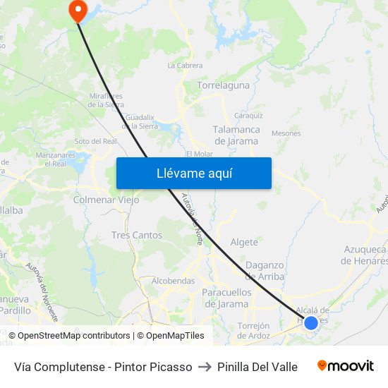 Vía Complutense - Pintor Picasso to Pinilla Del Valle map