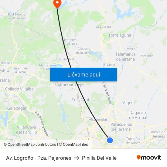 Av. Logroño - Pza. Pajarones to Pinilla Del Valle map