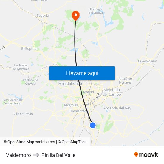 Valdemoro to Pinilla Del Valle map