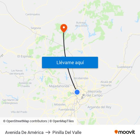 Avenida De América to Pinilla Del Valle map
