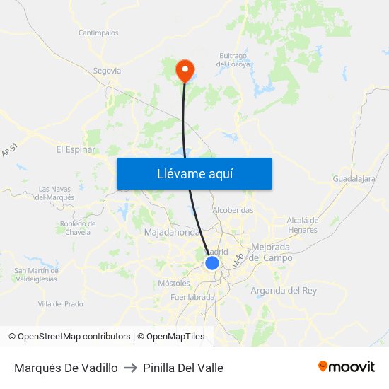 Marqués De Vadillo to Pinilla Del Valle map