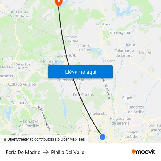 Feria De Madrid to Pinilla Del Valle map