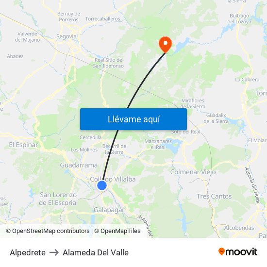 Alpedrete to Alameda Del Valle map