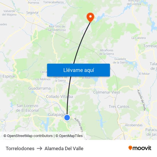 Torrelodones to Alameda Del Valle map