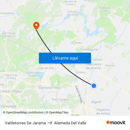 Valdetorres De Jarama to Alameda Del Valle map