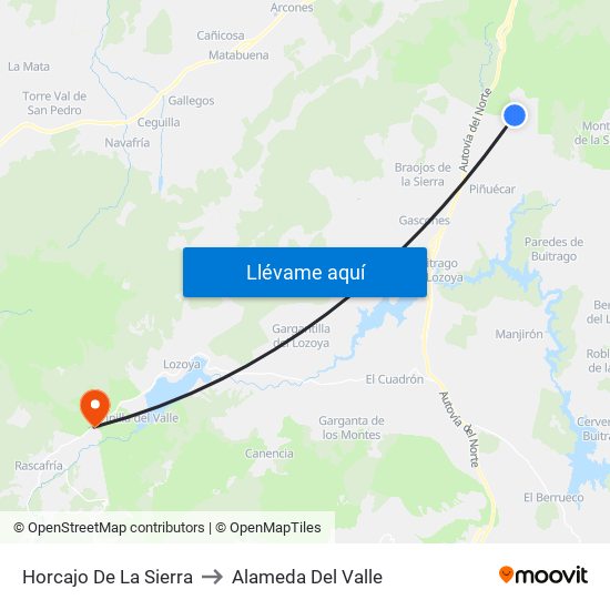 Horcajo De La Sierra to Alameda Del Valle map