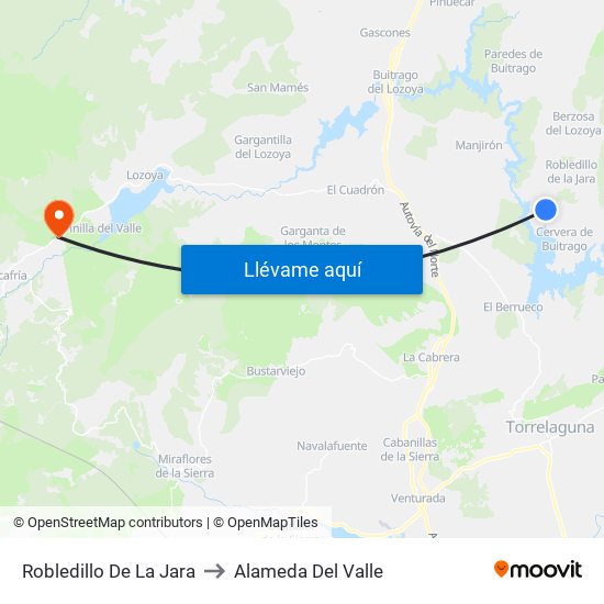 Robledillo De La Jara to Alameda Del Valle map