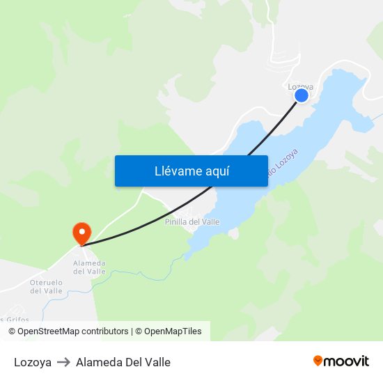 Lozoya to Alameda Del Valle map