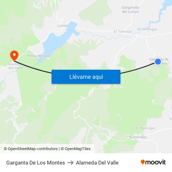 Garganta De Los Montes to Alameda Del Valle map