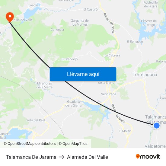 Talamanca De Jarama to Alameda Del Valle map