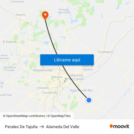 Perales De Tajuña to Alameda Del Valle map