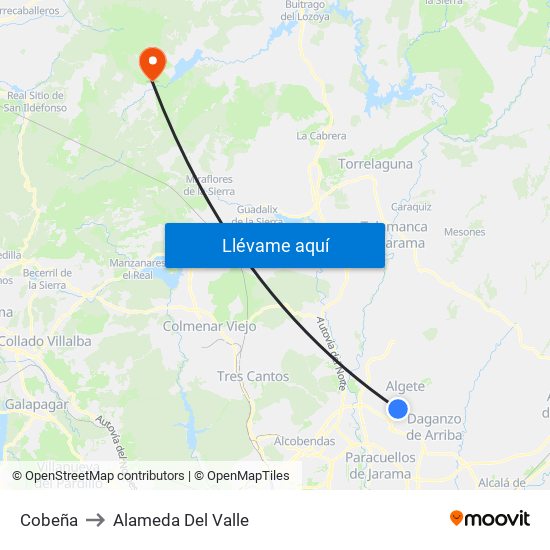 Cobeña to Alameda Del Valle map