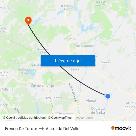 Fresno De Torote to Alameda Del Valle map