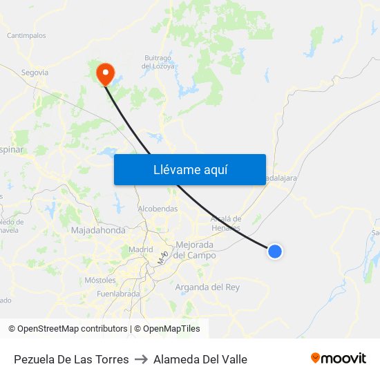 Pezuela De Las Torres to Alameda Del Valle map