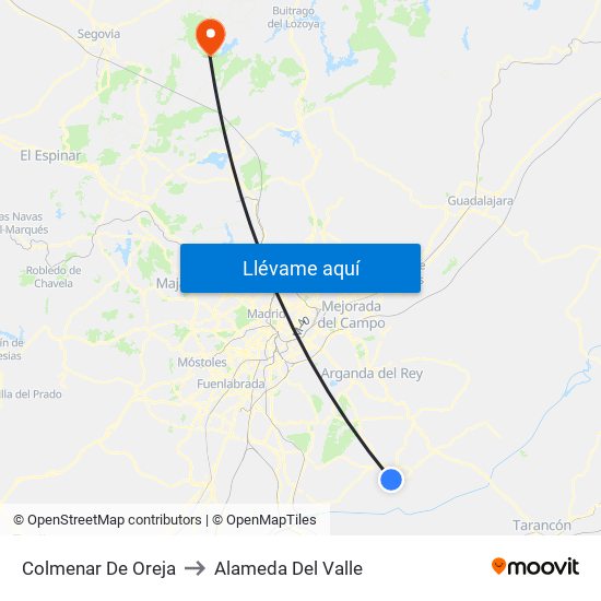 Colmenar De Oreja to Alameda Del Valle map