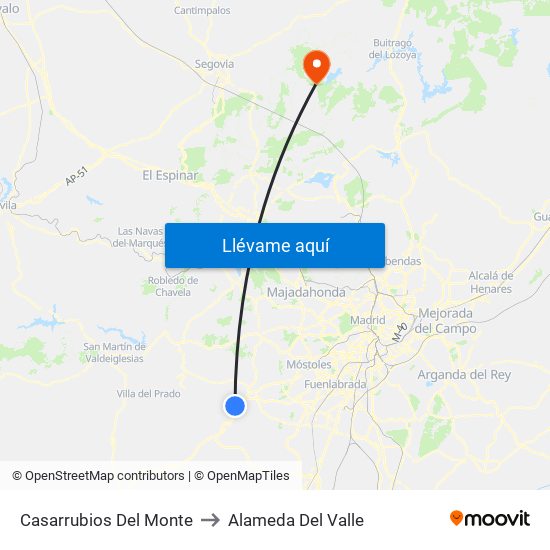 Casarrubios Del Monte to Alameda Del Valle map