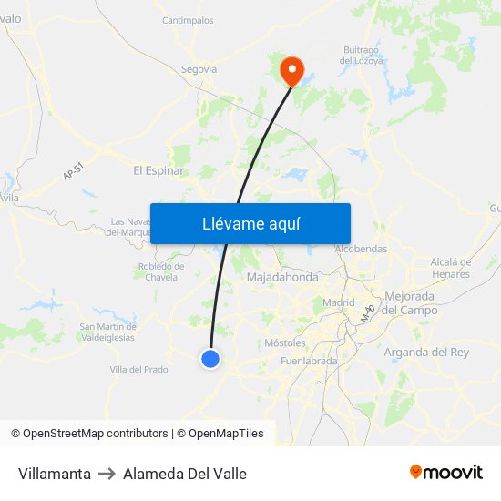 Villamanta to Alameda Del Valle map