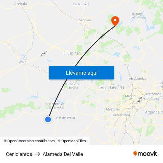 Cenicientos to Alameda Del Valle map