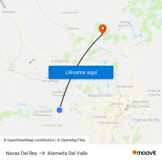 Navas Del Rey to Alameda Del Valle map