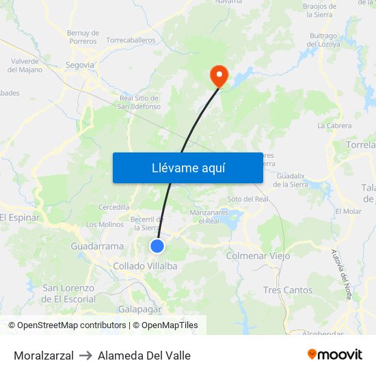 Moralzarzal to Alameda Del Valle map