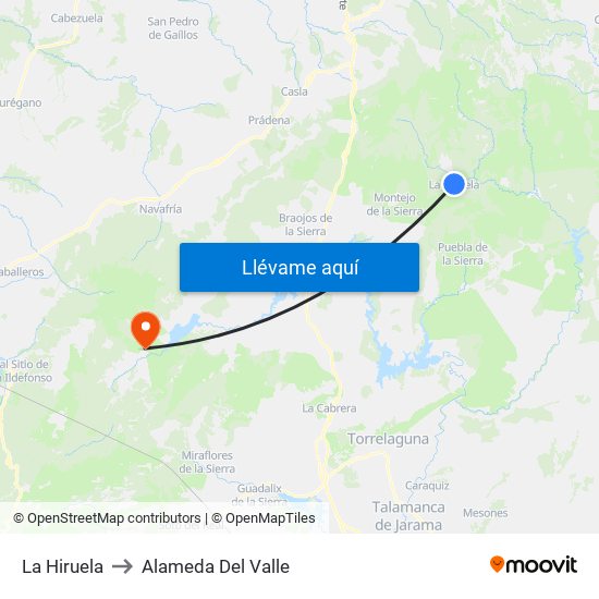 La Hiruela to Alameda Del Valle map