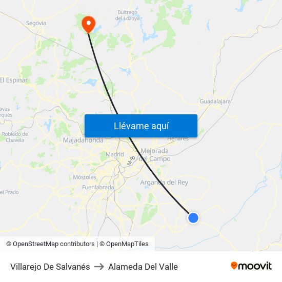Villarejo De Salvanés to Alameda Del Valle map