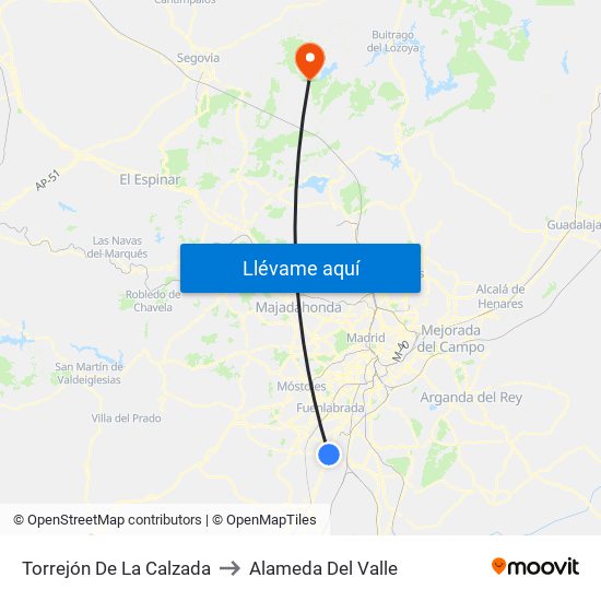 Torrejón De La Calzada to Alameda Del Valle map