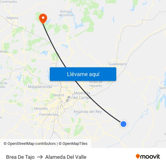 Brea De Tajo to Alameda Del Valle map