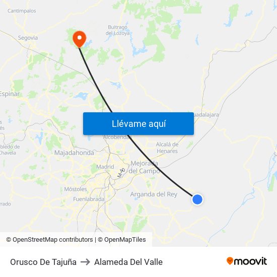 Orusco De Tajuña to Alameda Del Valle map