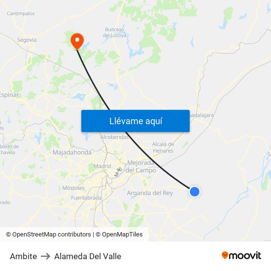 Ambite to Alameda Del Valle map