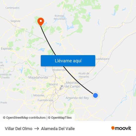Villar Del Olmo to Alameda Del Valle map