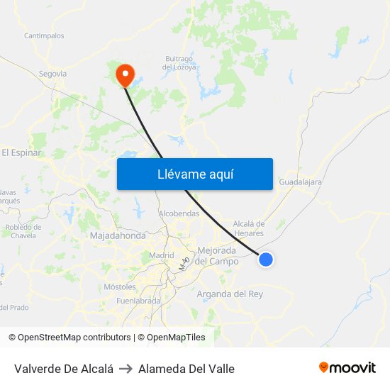 Valverde De Alcalá to Alameda Del Valle map