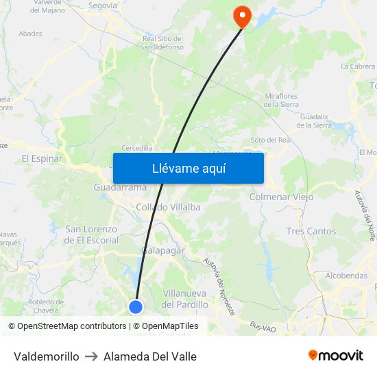 Valdemorillo to Alameda Del Valle map