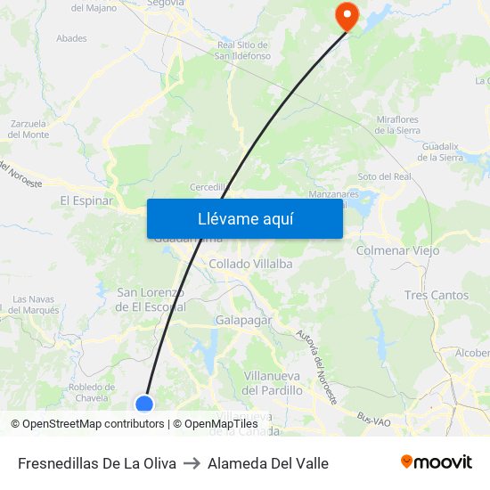 Fresnedillas De La Oliva to Alameda Del Valle map