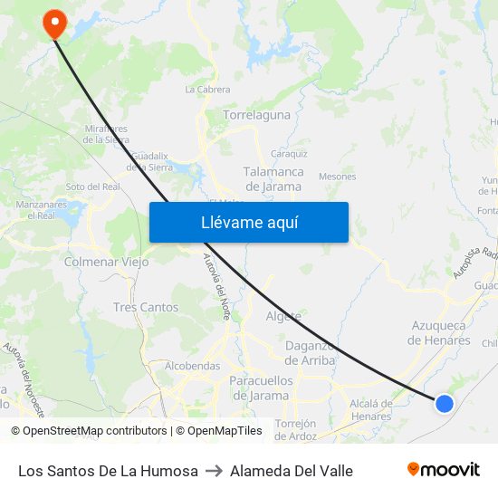 Los Santos De La Humosa to Alameda Del Valle map