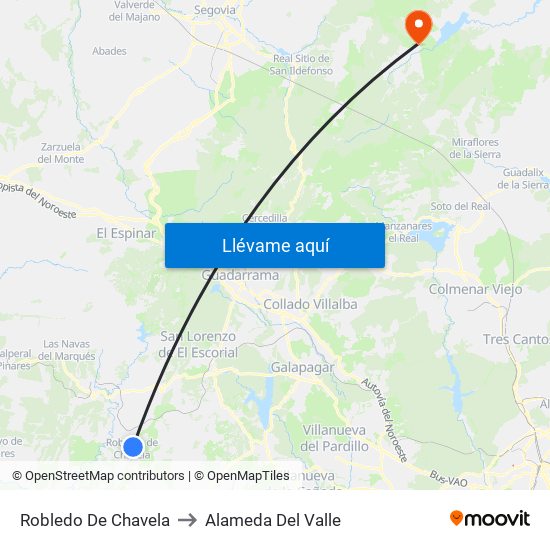 Robledo De Chavela to Alameda Del Valle map