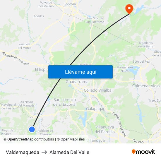 Valdemaqueda to Alameda Del Valle map