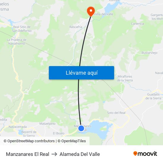 Manzanares El Real to Alameda Del Valle map