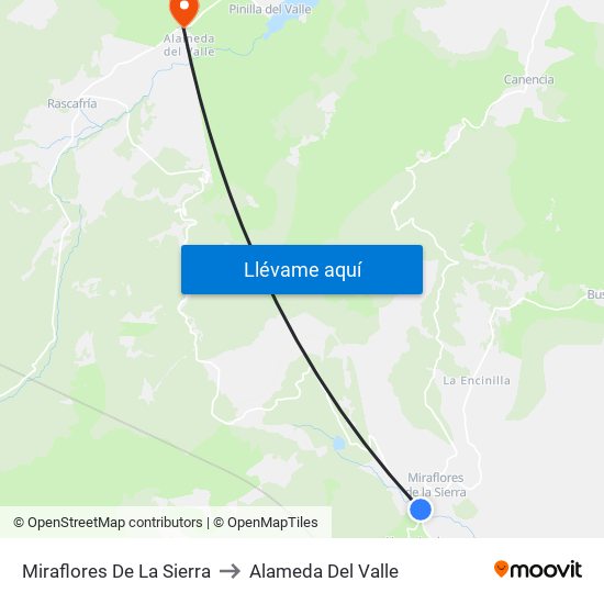 Miraflores De La Sierra to Alameda Del Valle map