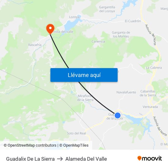 Guadalix De La Sierra to Alameda Del Valle map