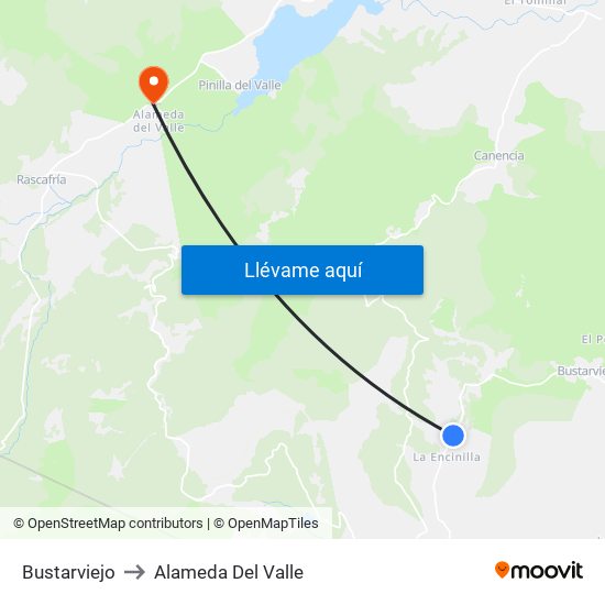 Bustarviejo to Alameda Del Valle map